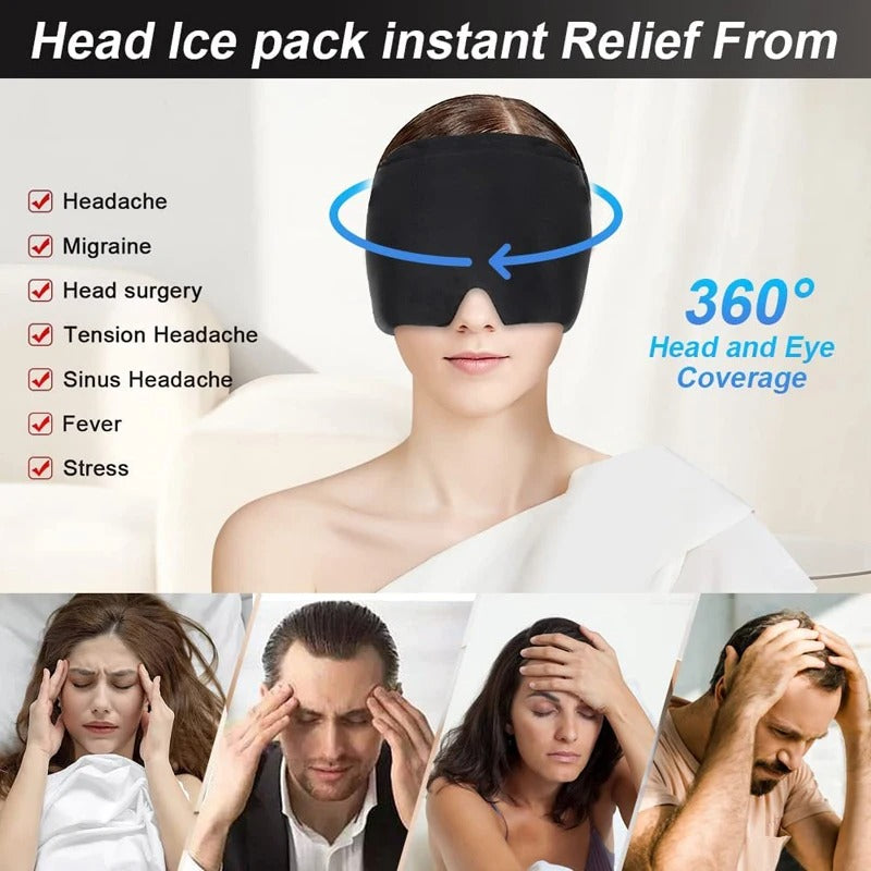 Gel ice head wrap headache therapy